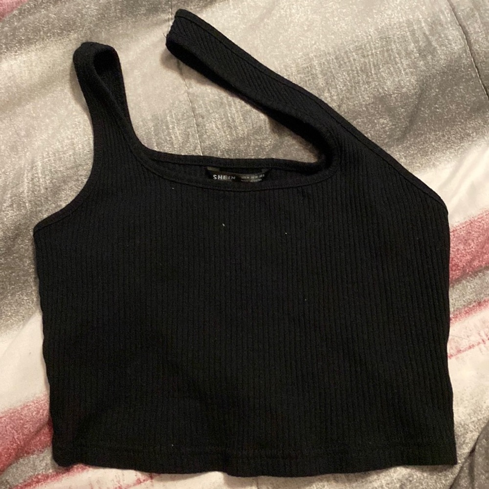 COPY - black one shoulder top for shein size M